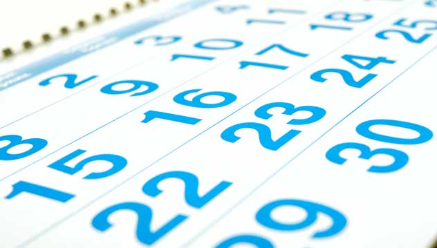 Calendrier des &eacute;venements